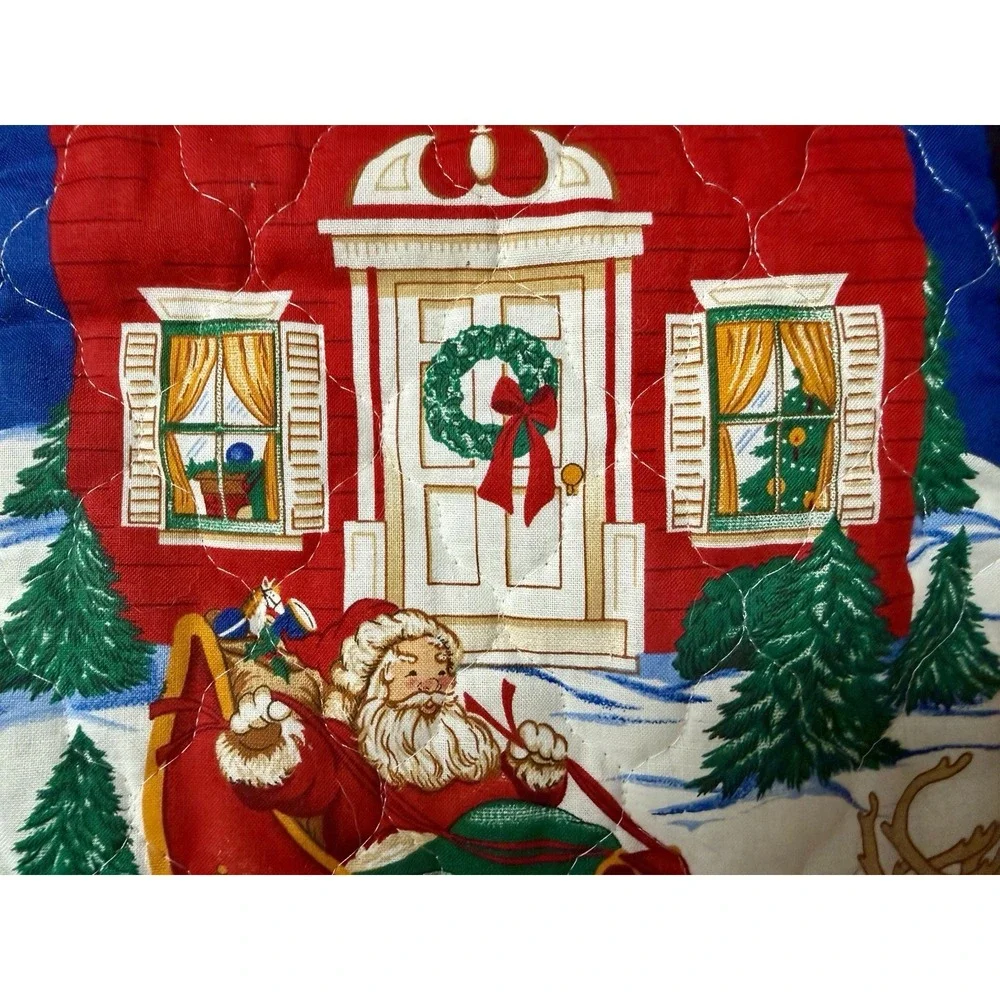 Vintage Jumbo Stocking Cranston A Visit From St Nicholas Handcrafted Quilted 22